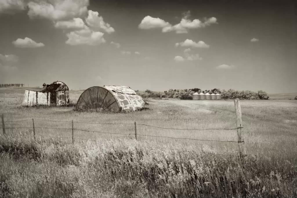 Vast abstract tanks and fences