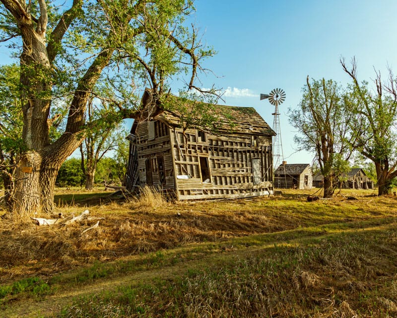 old farmhouse outbuildings